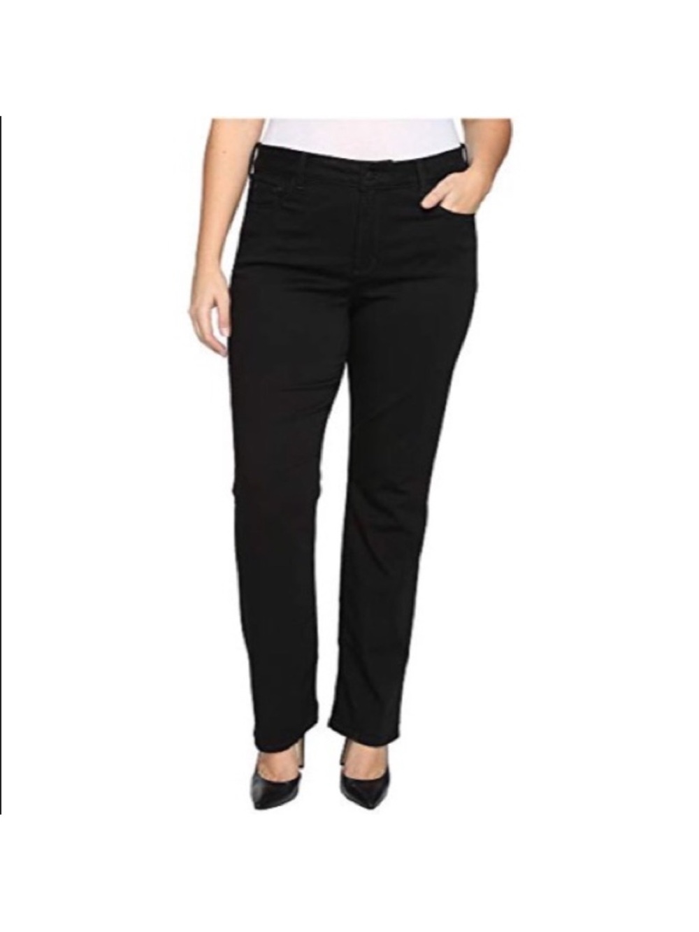 NYDJ ‘Marilyn’ Women's Straight-Leg Jeans in Black Size 14